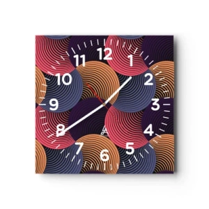 Reloj de pared - Reloj de vidrio - En un ritmo circular - 40x40 cm