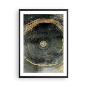 Póster en marco negro - Veta de madera abstracta en tonos dorados y negros - 50x70cm - Cambio y perpetuidad - Decoración de pared moderna para salón y dormitorio ARTTOR