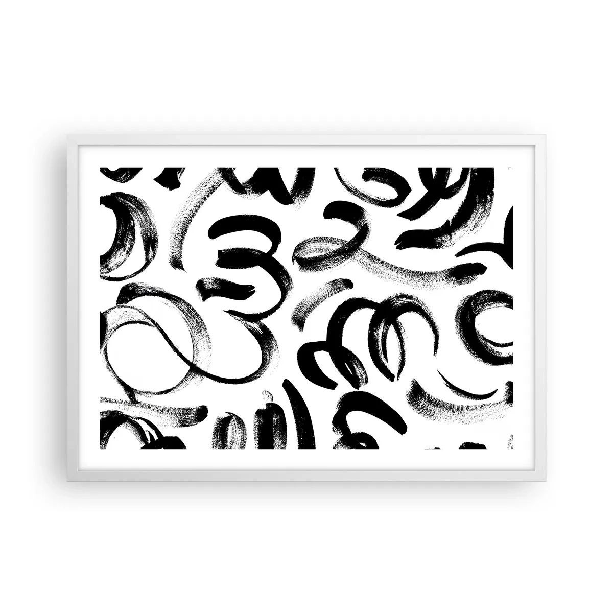 Póster en marco blanco - Negro sobre blanco - 70x50 cm