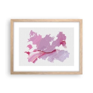 Póster en marco roble claro - Mapa de un mundo rosa - 40x30 cm