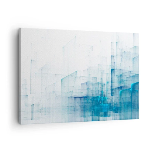 Cuadro sobre lienzo - Impresión de Imagen - Formas geométricas abstractas en tonos azules - 70x50cm - Cómo se hizo el espacio - Decoración de pared moderna para salón y dormitorio ARTTOR