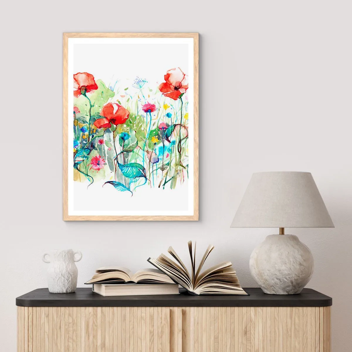 Póster en marco roble claro - Un prado en flor en mayo - 30x40 cm