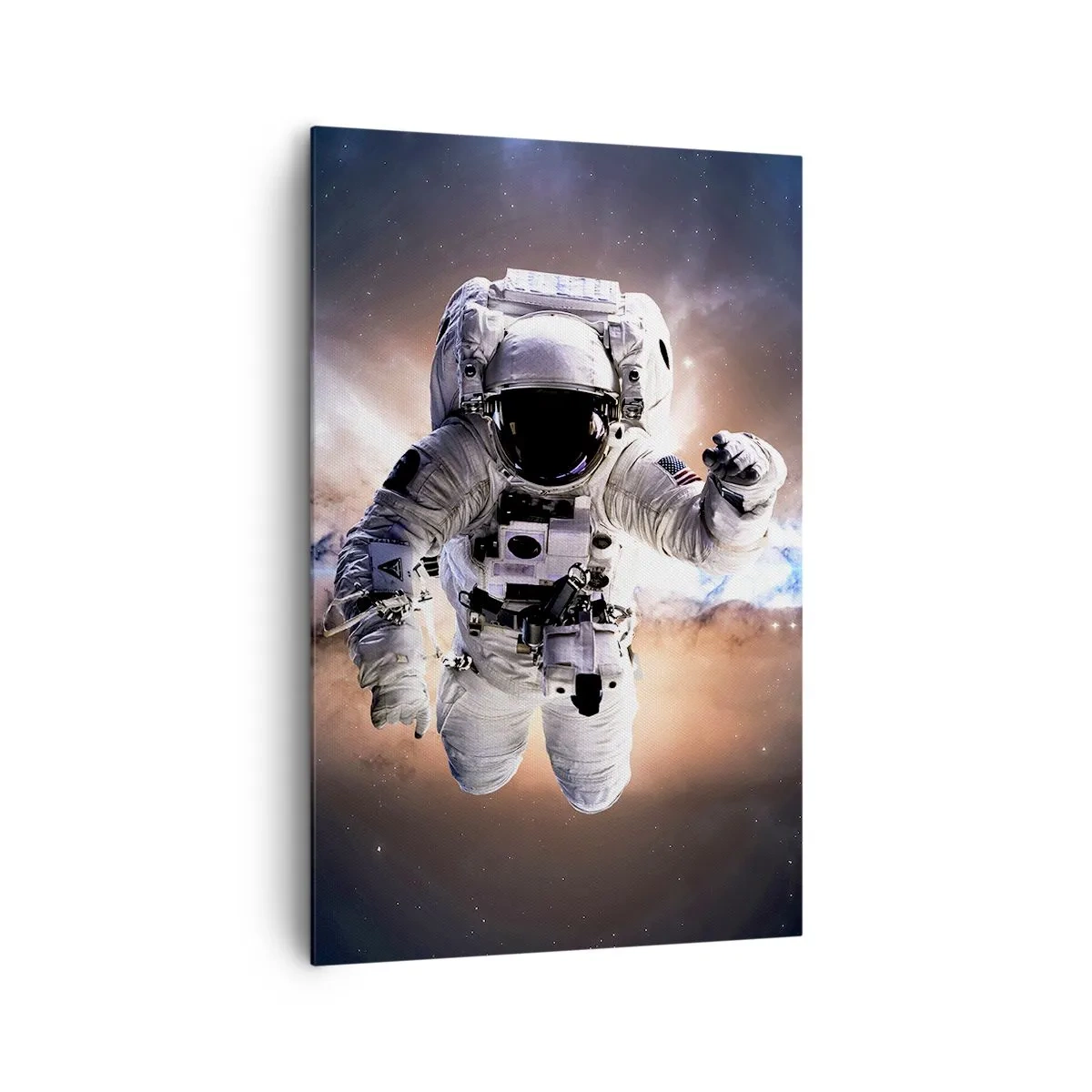 Cuadro sobre lienzo - Impresión de Imagen - Astronauta en el espacio - 80x120cm - Saludos desde el espacio exterior - Decoración de pared moderna para salón y dormitorio ARTTOR