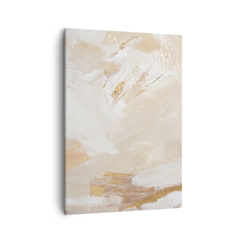 Cuadro sobre lienzo - Impresión de Imagen - Delicados tonos abstractos en tonos beige y dorado. - 50x70cm - Composición en pastel - Decoración de pared moderna para salón y dormitorio ARTTOR