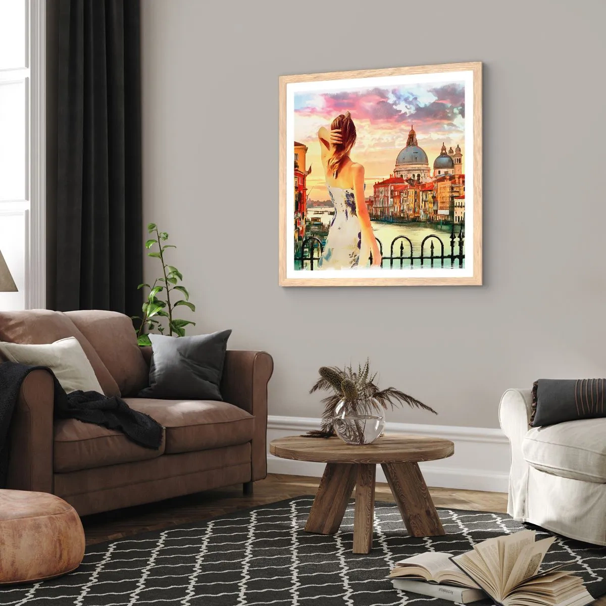 Póster en marco roble claro - Escapada de fin de semana - 50x50 cm