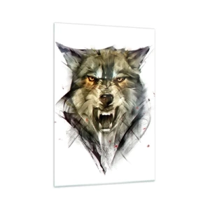 Cuadro sobre vidrio - Impresiones sobre Vidrio - Un lobo peligroso en una forma dinámica y artística. - 70x100cm - ¡No te muevas! - Decoración de pared moderna para salón y dormitorio ARTTOR