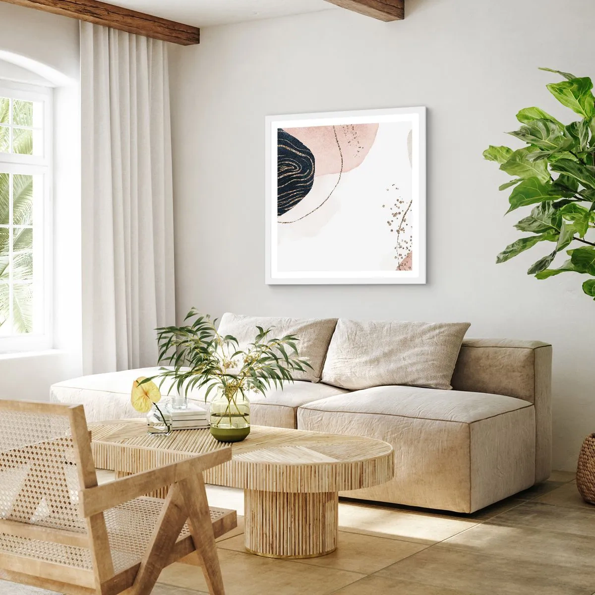 Póster en marco blanco - Todo fluye - 60x60 cm