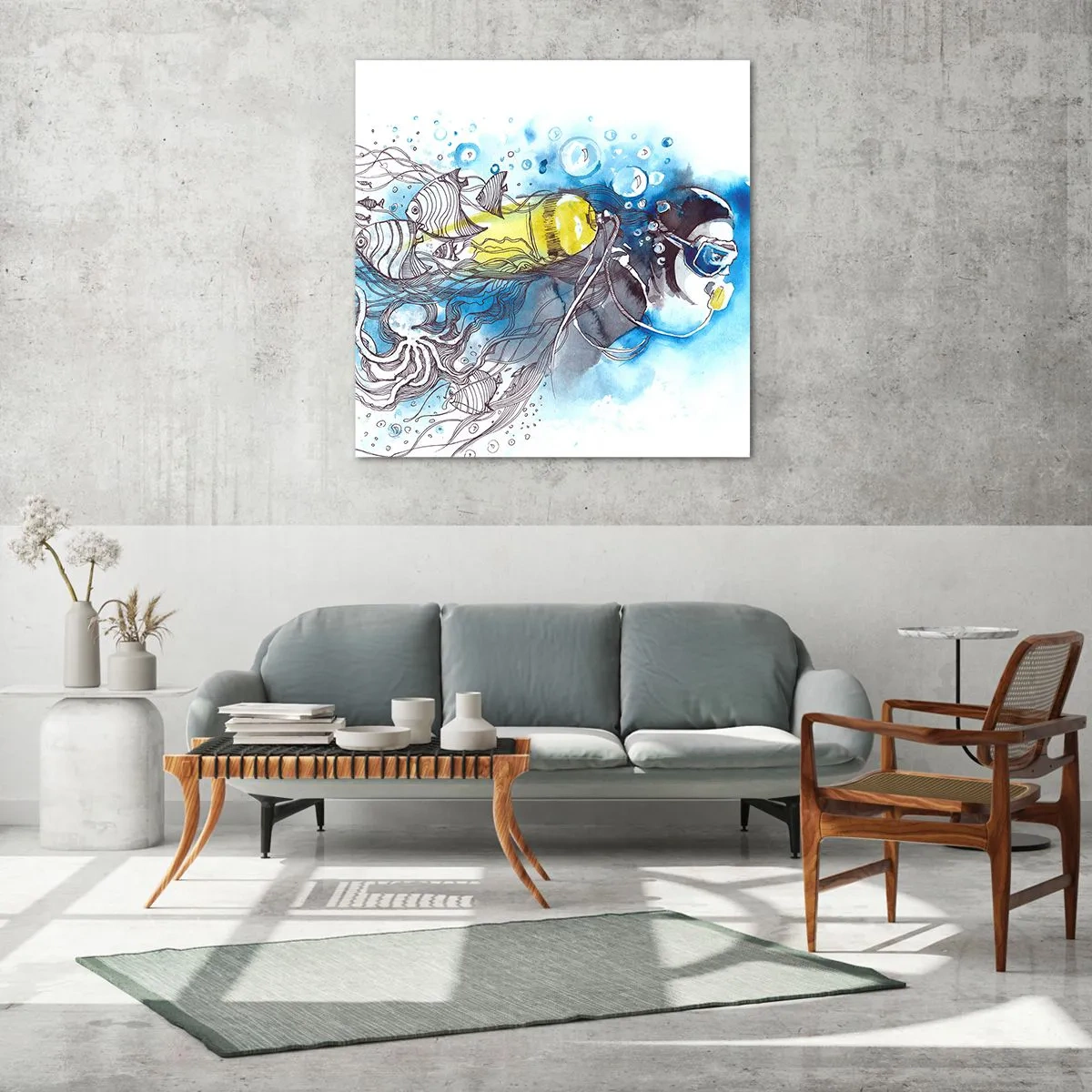Cuadro sobre vidrio - Impresiones sobre Vidrio - Sumergirse en lo desconocido - 70x70 cm