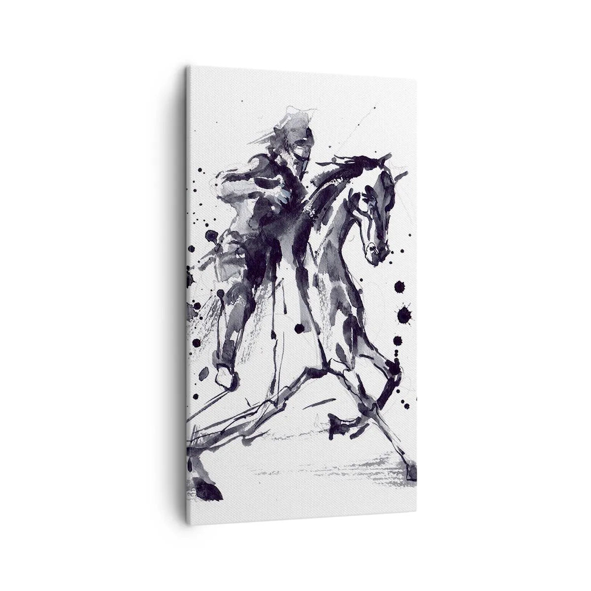 Cuadro sobre lienzo - Impresión de Imagen - Caballero negro - 45x80 cm