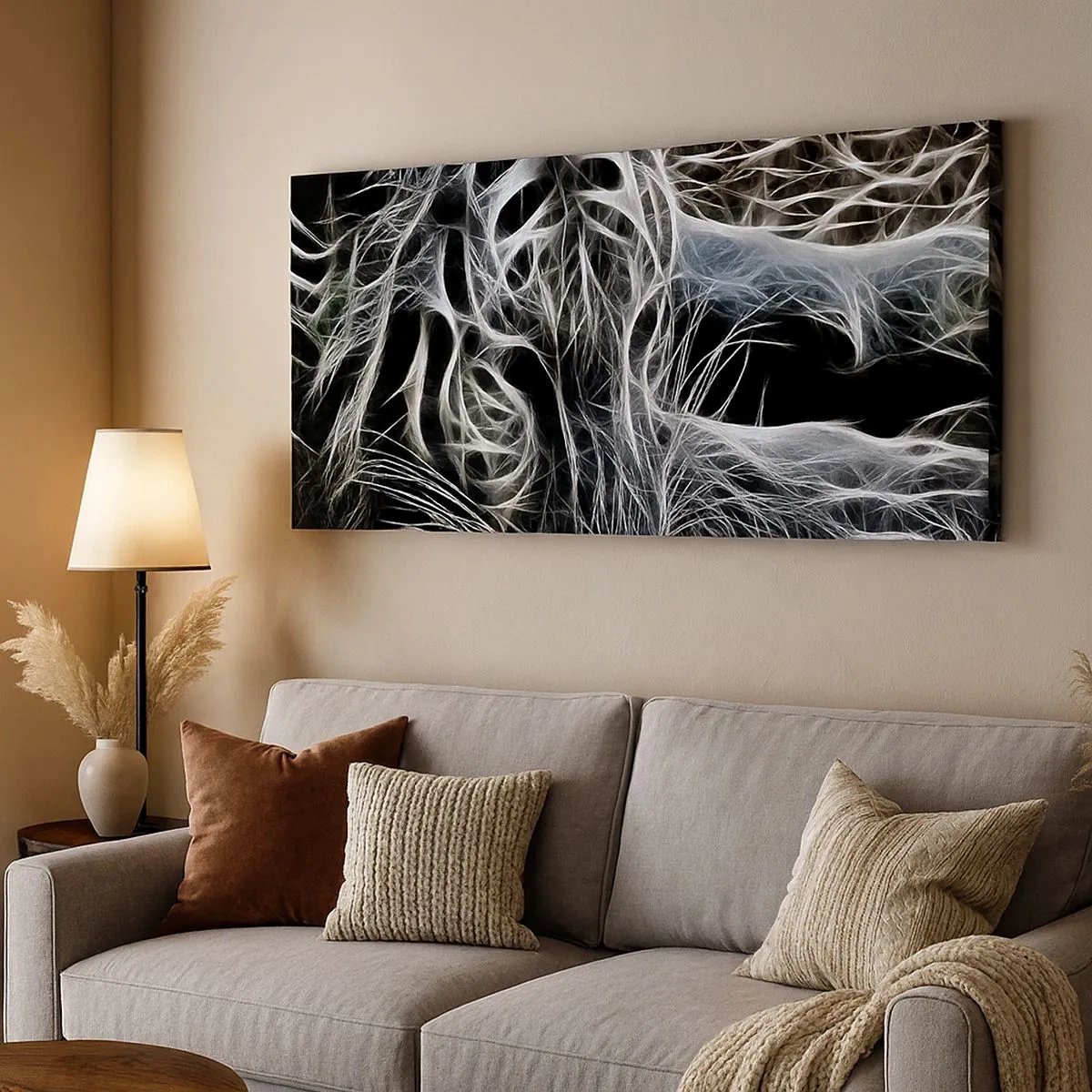 Cuadro sobre lienzo - Impresión de Imagen - Un estudio sobre la ligereza felina - 100x40 cm