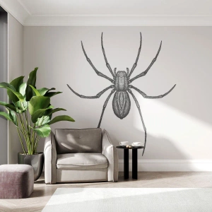 Fotomural Premium Sand - Araña negra en estilo de dibujo sobre fondo blanco - 100x70cm - Precisión inquietante - Decoración de pared moderna para salón y dormitorio ARTTOR