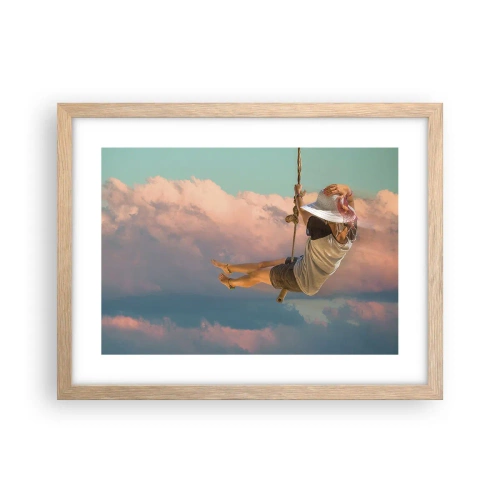 Póster en marco roble claro - Jugando en las nubes - 40x30 cm