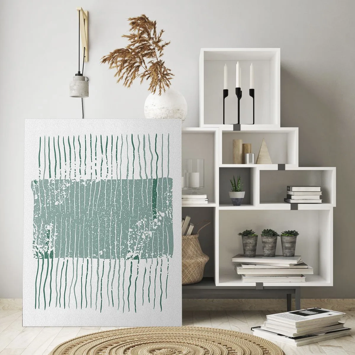 Cuadro sobre vidrio - Impresiones sobre Vidrio - Las líneas horizontales del mar con un efecto desgastado crean una estructura abstracta. - 50x70cm - Abstracción marina - Decoración de pared moderna para salón y dormitorio ARTTOR