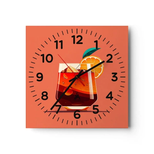 Reloj de pared - Reloj de vidrio - Refresco de verano - 40x40 cm