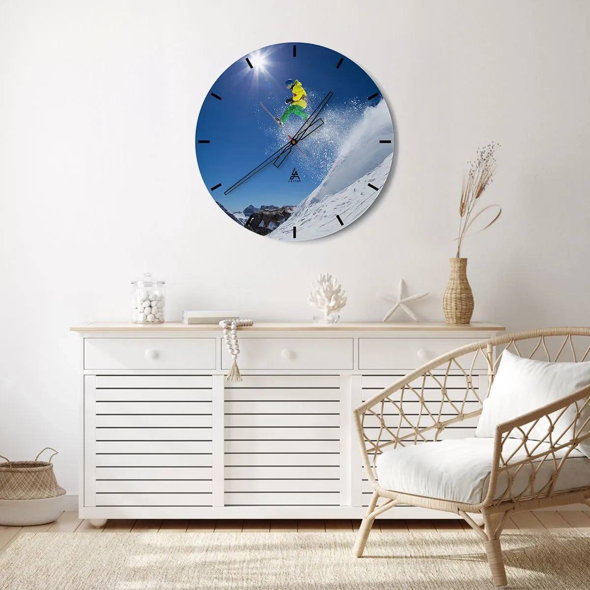 Reloj de pared - Reloj de vidrio - Bailando con las montañas - 40x40 cm