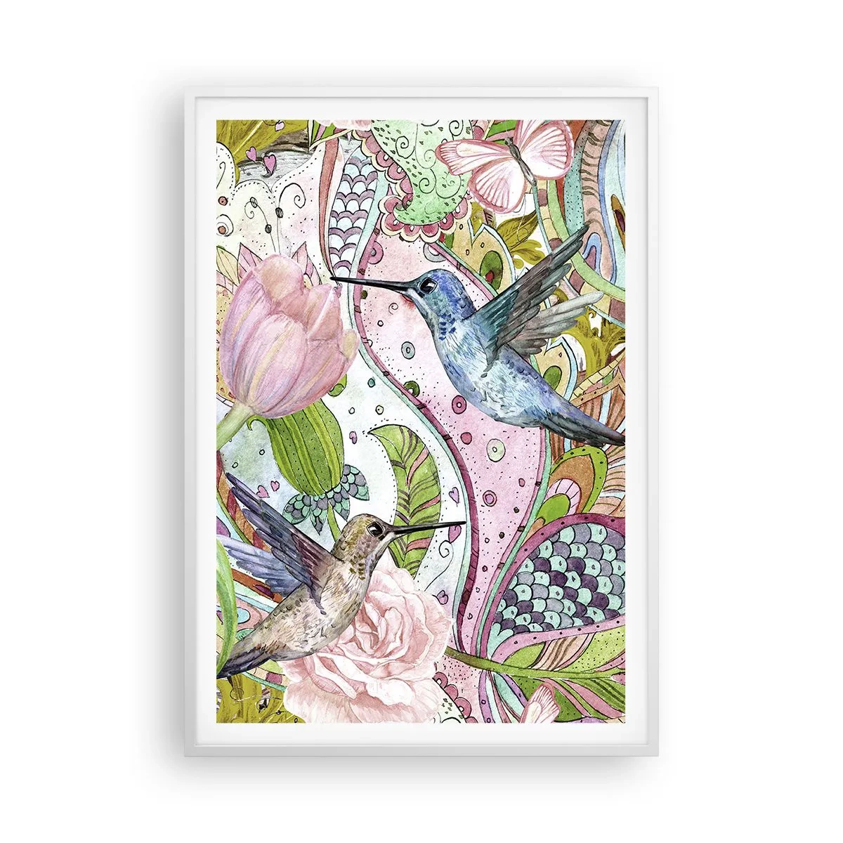 Póster en marco blanco - Enredado en las vides - 70x100 cm