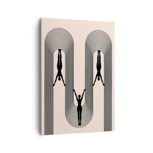 Cuadro sobre lienzo - Impresión de Imagen - Siluetas geométricas sobre un fondo beige - 50x70cm - Al revés, o no - Decoración de pared moderna para salón y dormitorio ARTTOR