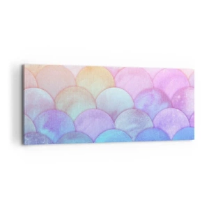 Cuadro sobre lienzo - Impresión de Imagen - Escamas abstractas en tonos pastel - 120x50cm - Concha de perla - Decoración de pared moderna para salón y dormitorio ARTTOR