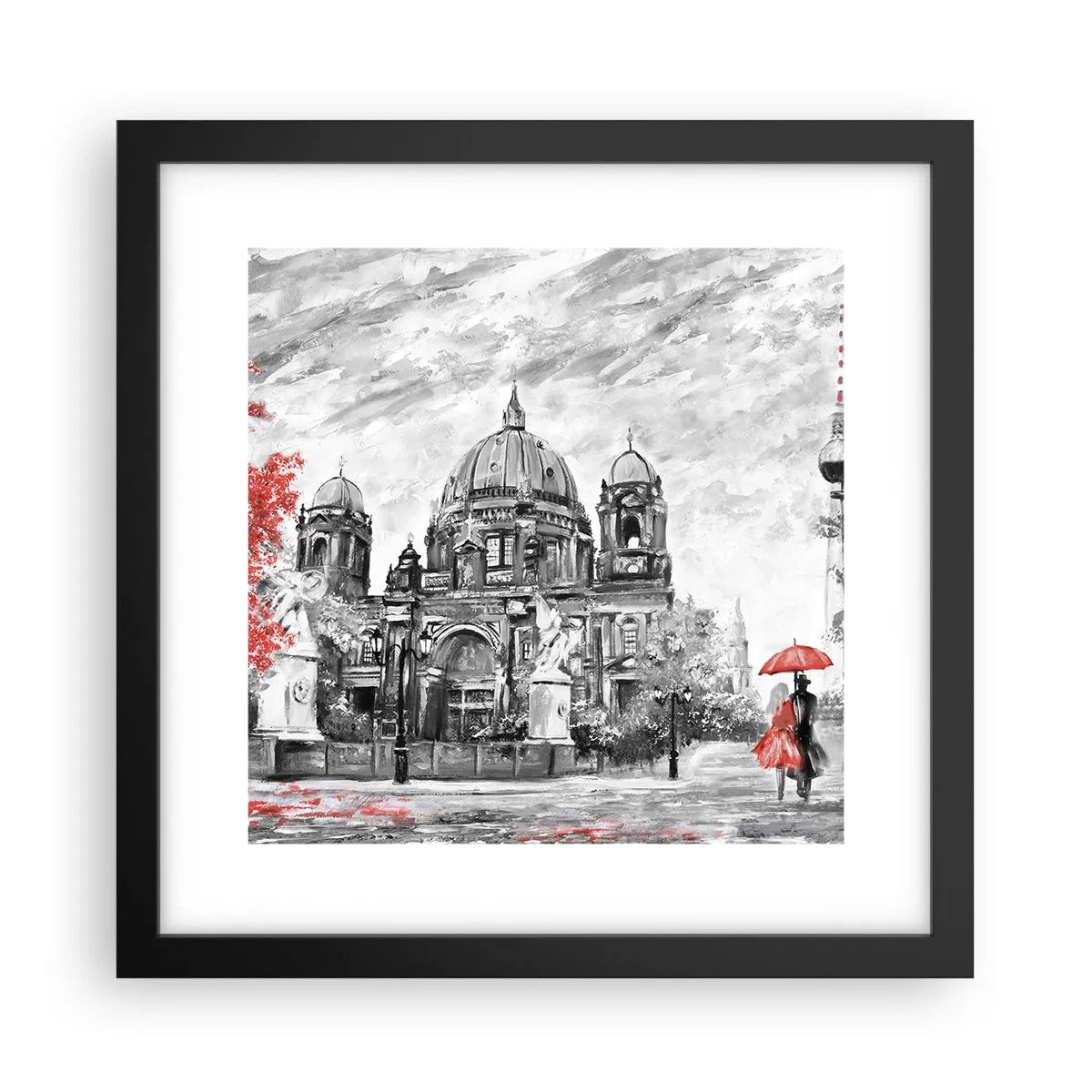 Póster en marco negro - Reunión en Berlín - 30x30 cm
