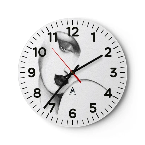 Reloj de pared - Reloj de vidrio - Pensativa - 30x30 cm