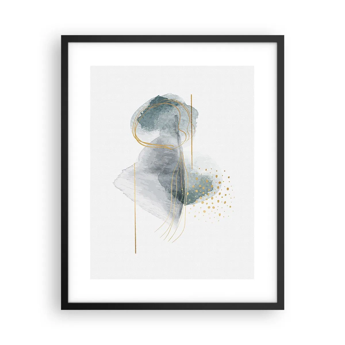 Póster en marco negro - Sobre la relación entre el gris y el oro - 40x50 cm