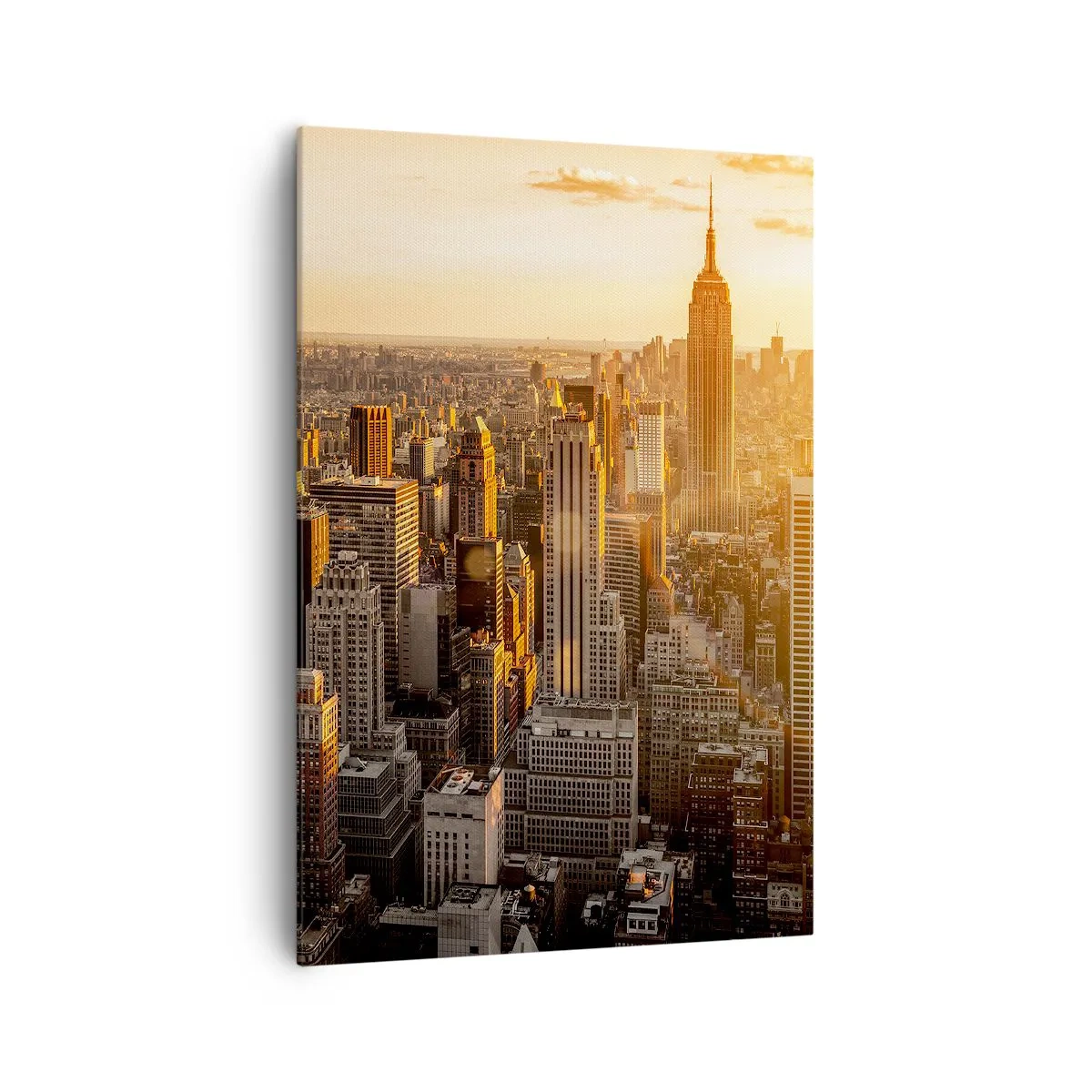 Cuadro sobre lienzo - Impresión de Imagen - El horizonte de la ciudad de Nueva York al atardecer con vistas al Empire State Building - 70x100cm - Creciendo al sol - Decoración de pared moderna para salón y dormitorio ARTTOR