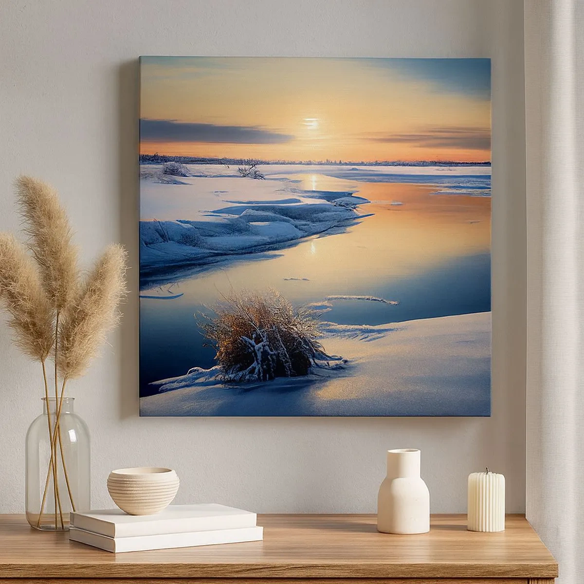 Cuadro sobre lienzo - Impresión de Imagen - Atardecer de invierno - 30x30 cm