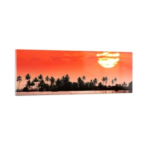 Cuadro sobre vidrio - Impresiones sobre Vidrio - La paz de los trópicos al atardecer - 90x30 cm