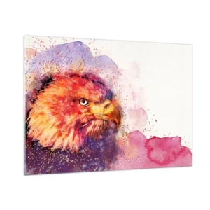 Cuadro sobre vidrio - Impresiones sobre Vidrio - Retrato en acuarela de un águila en colores intensos. - 100x70cm - No quieres saber lo que estoy pensando - Decoración de pared moderna para salón y dormitorio ARTTOR