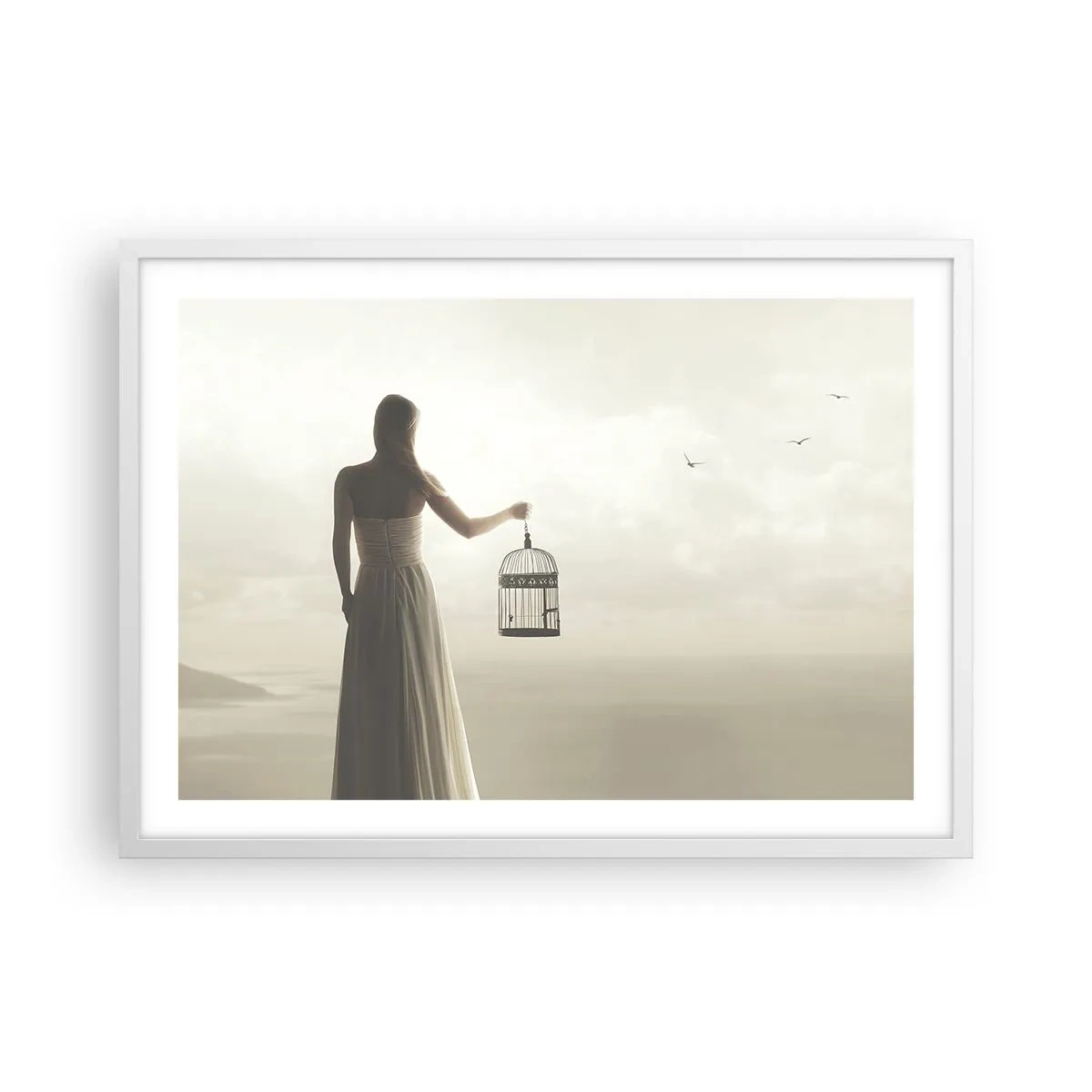 Póster en marco blanco - Sé libre - 70x50 cm