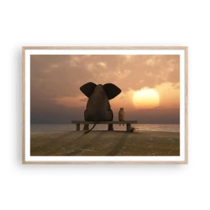 Póster en marco roble claro - Es bueno estar en silencio juntos - 100x70 cm