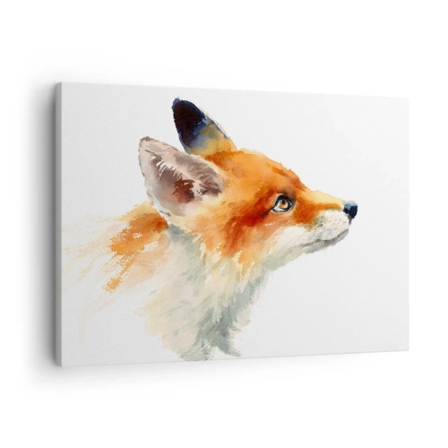 Cuadro sobre lienzo - Impresión de Imagen - Zorro rojo en estilo acuarela sobre fondo blanco. - 70x50cm - Nunca se es demasiado cuidadoso - Decoración de pared moderna para salón y dormitorio ARTTOR