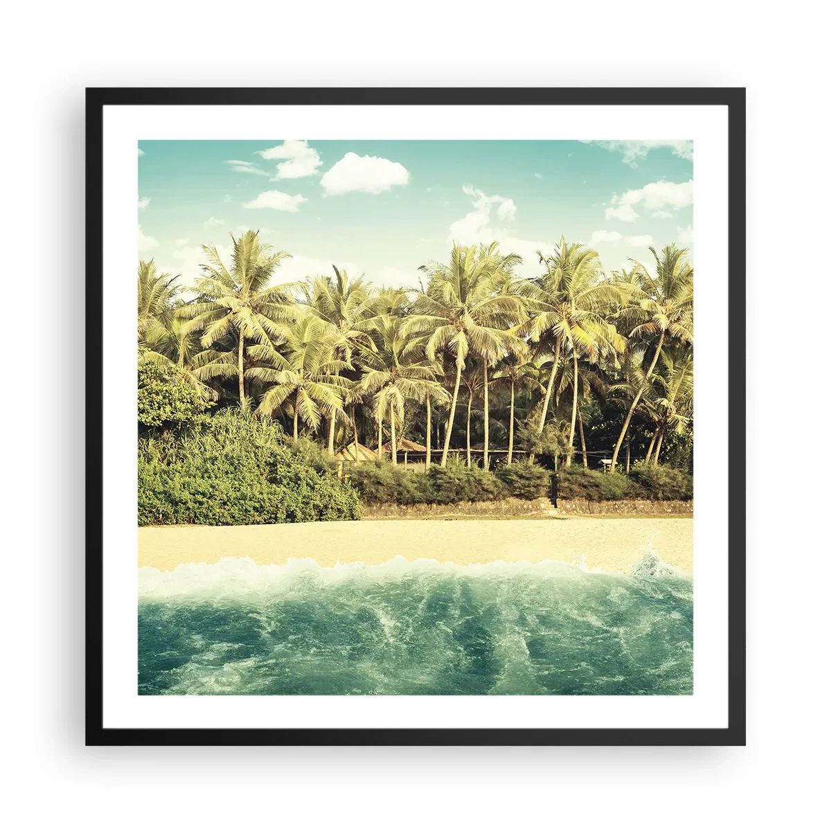 Póster en marco negro - ¿Qué tal aquí? - 60x60 cm