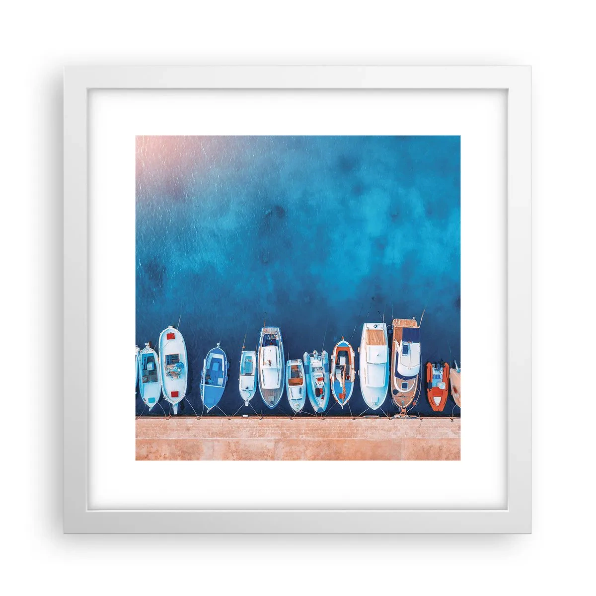 Póster en marco blanco - En fila y a la espera - 30x30 cm