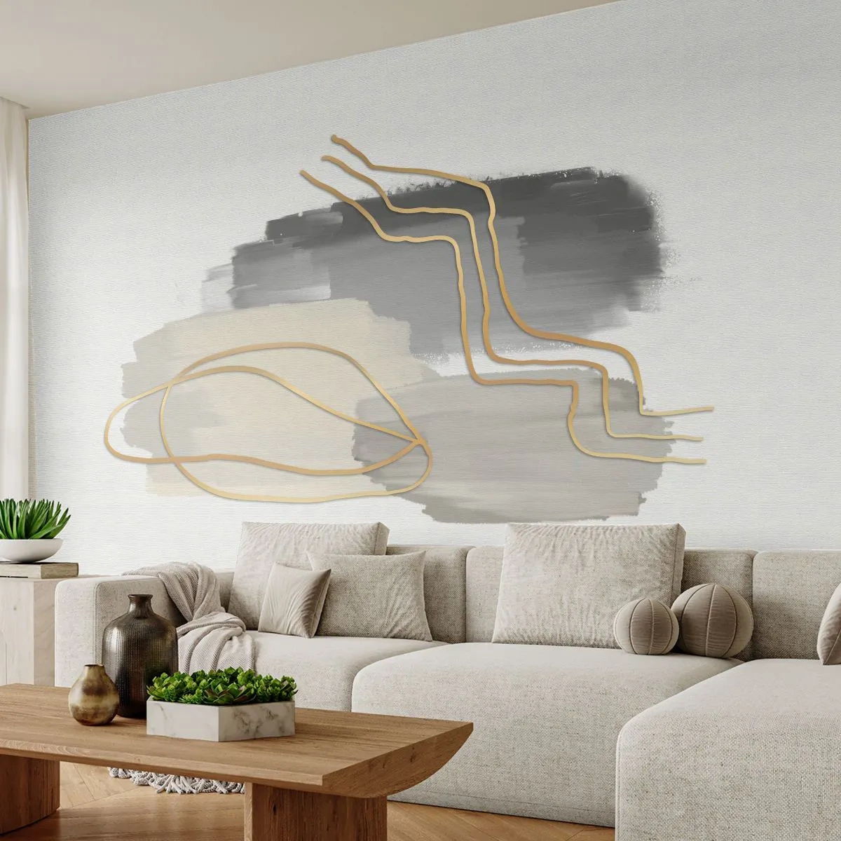 Fotomural Standard Eco - Persistencia y movimiento - Abstracción, Pedazo, Oro - 400x280 cm