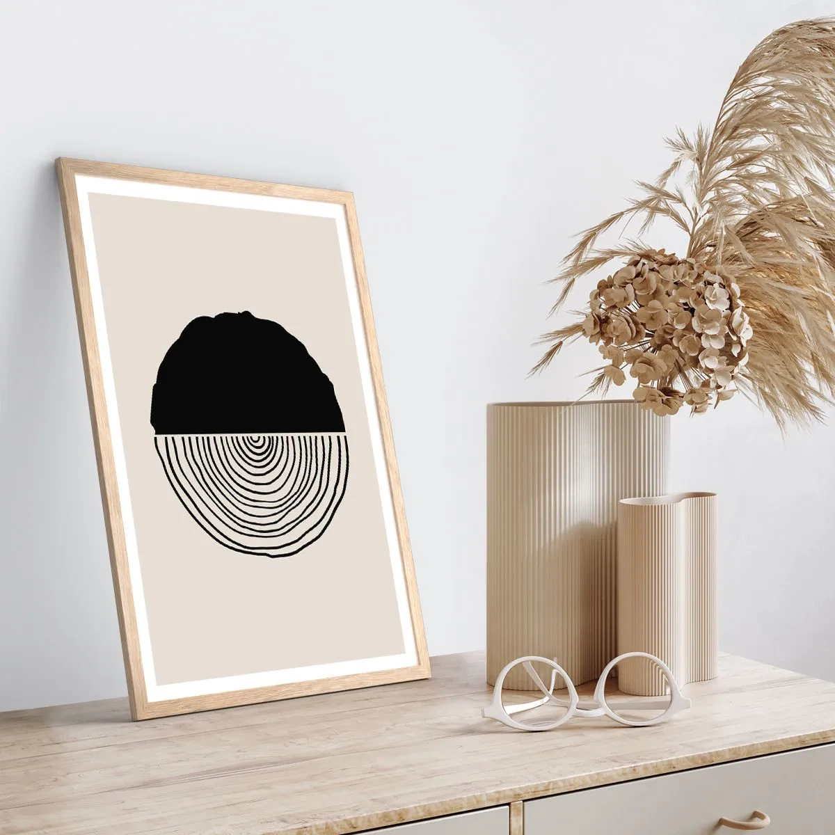 Póster en marco roble claro - Mitad y mitad - 30x40 cm