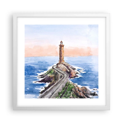 Póster en marco blanco - Frente al mar - 40x40 cm