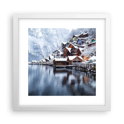 Póster en marco blanco - En un decorado de invierno - 30x30 cm