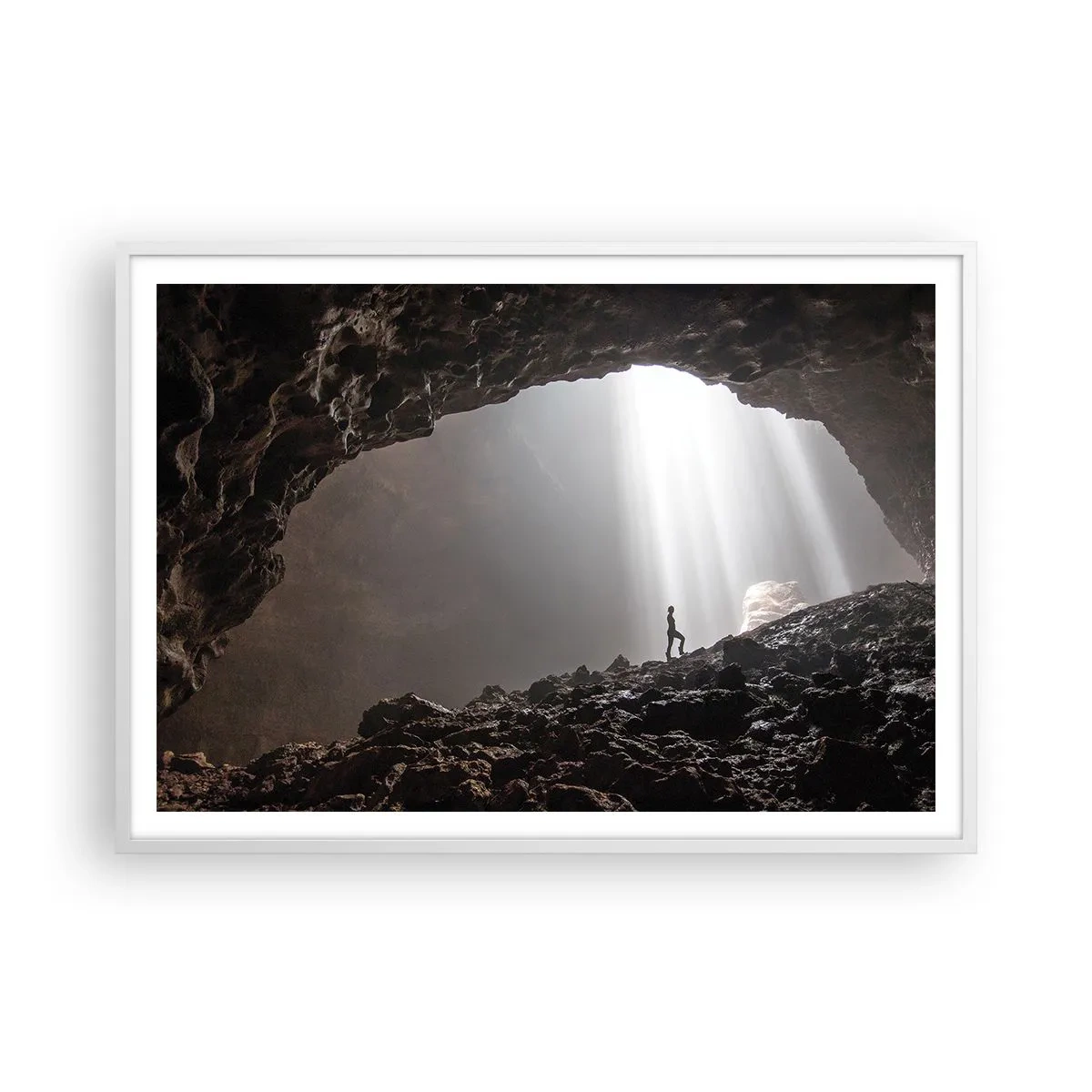 Póster en marco blanco - Gruta luminosa - 100x70 cm