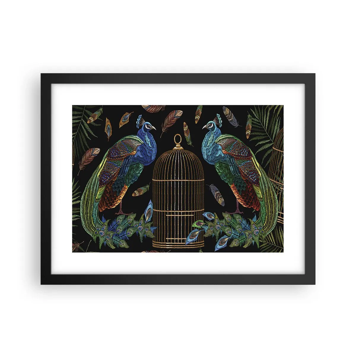 Póster en marco negro - Con plumajes reales - 40x30 cm