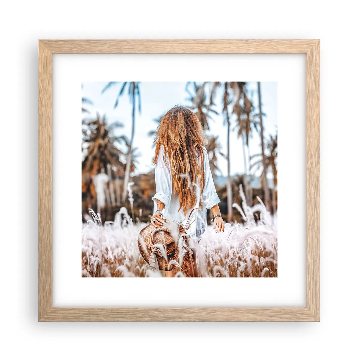 Póster en marco roble claro - Nacida en el plumón de la Tierra - 30x30 cm