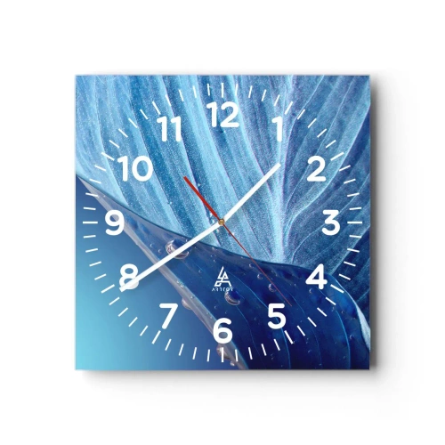 Reloj de pared - Reloj de vidrio - Gotas ocultas de azul - 30x30 cm
