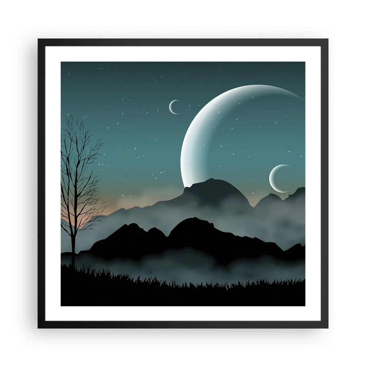 Póster en marco negro - Un carnaval de noche estrellada - 60x60 cm