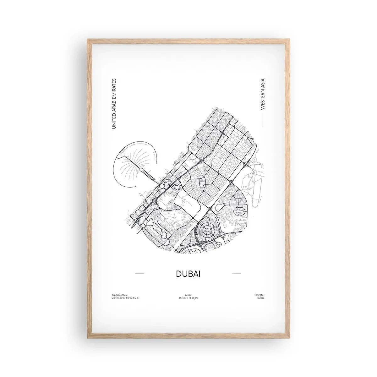 Póster en marco roble claro - Anatomía de Dubái - 61x91 cm