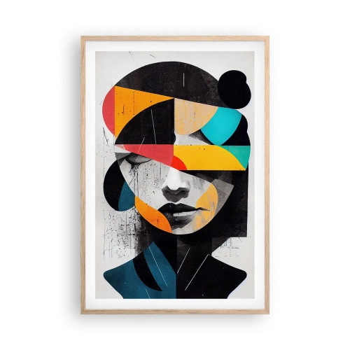 Póster en marco roble claro - Retrato interior multicolor - 61x91 cm