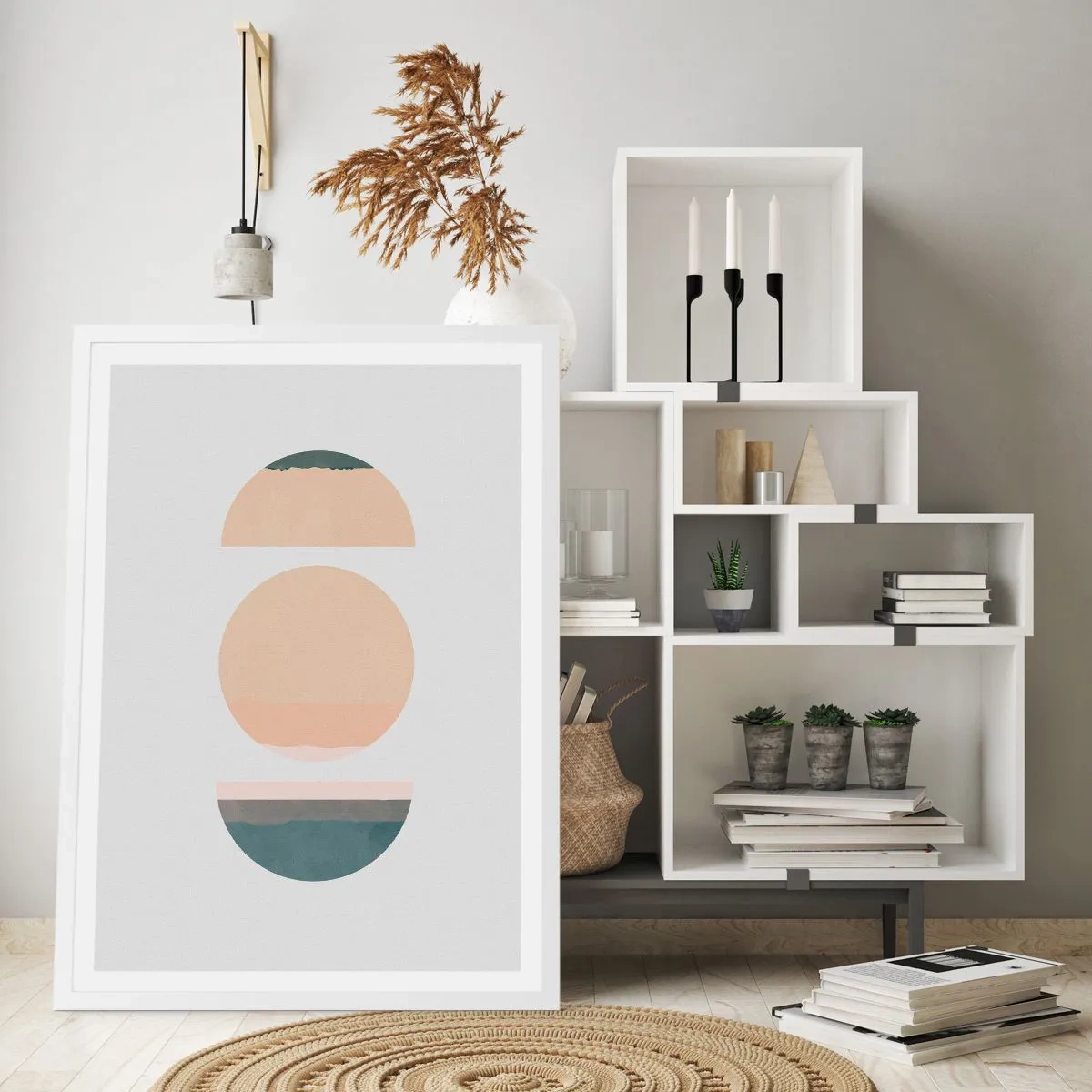 Póster en marco blanco - Círculo tras círculo - 61x91 cm