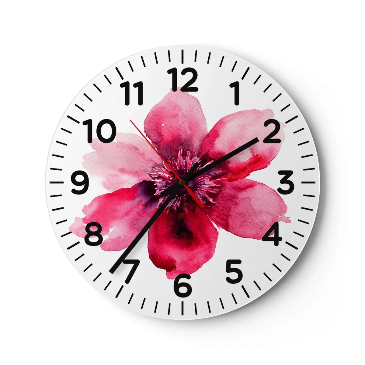 Reloj de pared - Reloj de vidrio - Un beso con aroma a carmín - 30x30 cm