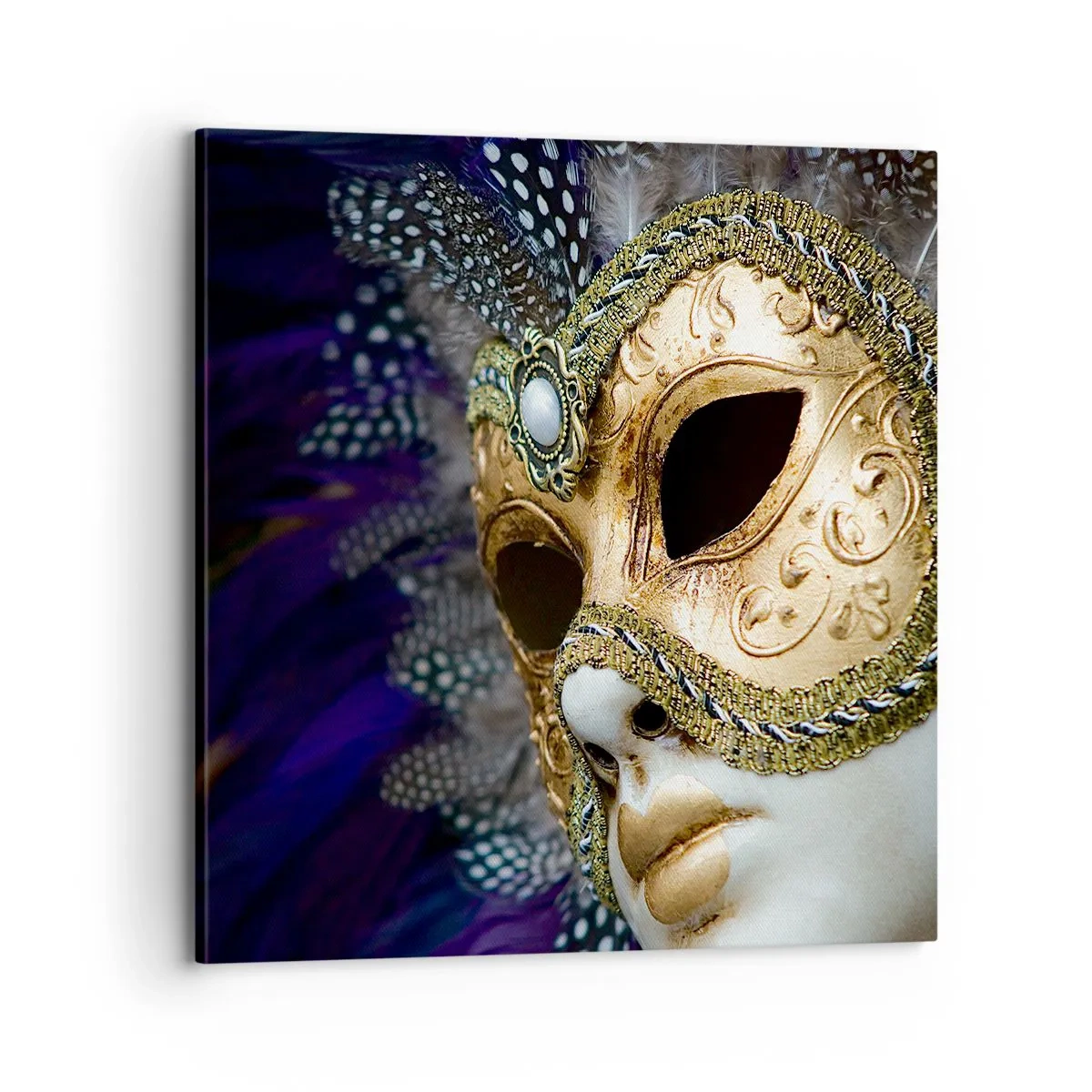 Cuadro sobre lienzo - Impresión de Imagen - Retrato veneciano en oro - 70x70 cm