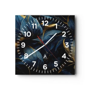Reloj de pared - Reloj de vidrio - Forradas de oro - 30x30 cm