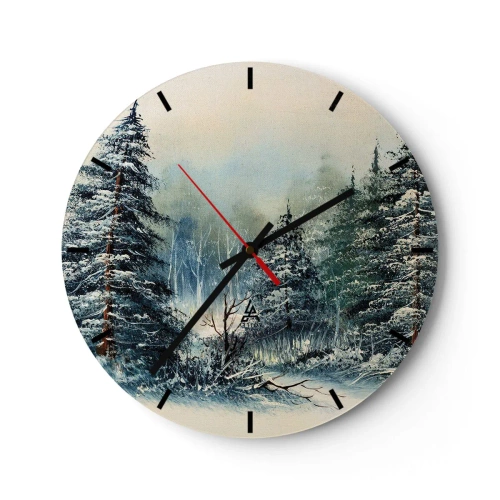 Reloj de pared - Reloj de vidrio - Paisaje invernal con árboles cubiertos de nieve en un entorno forestal. - 30x30cm - Preparados para la Navidad - Decoración de pared moderna para salón, cocina y dormitorio ARTTOR